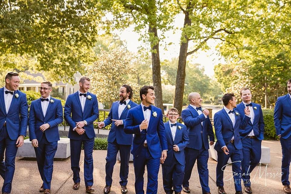 Groomsmen in blue suits