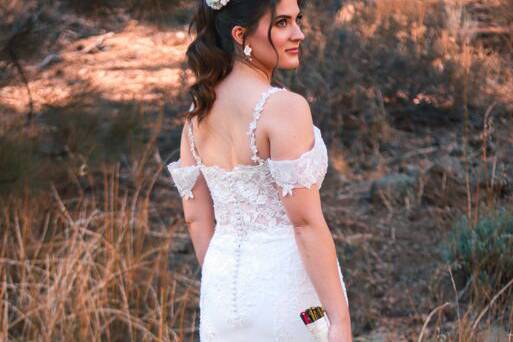 Guest-of-honor holding bouquet