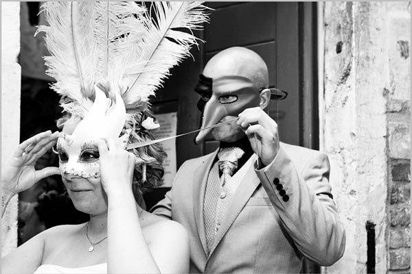 A wedding in Venice with masks - a fantastic detail for a different way of tying the knot.