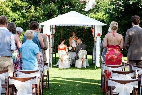 A garden setting for a civil ceremony is always a big hit for destination weddings.