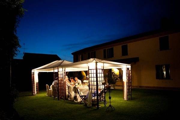 A wedding reception in the garden is a perfect way to end a beautiful day.