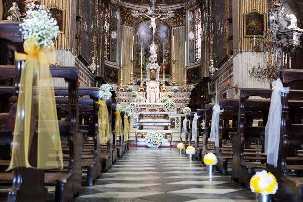 A marvellous church set for a wedding, Genoa, Italy.