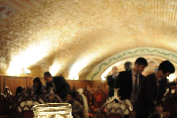 The cellars of a medieval castle housing a civil wedding.