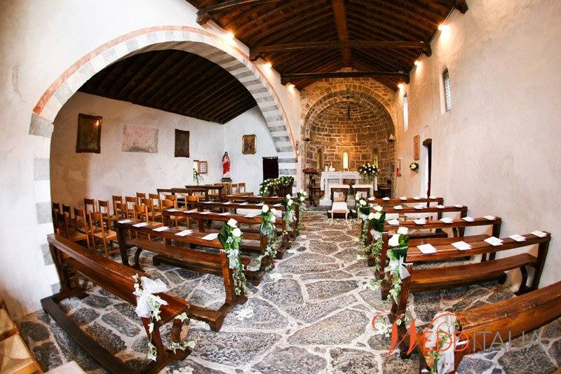 A beautiful small church ready for the wedding ceremony.