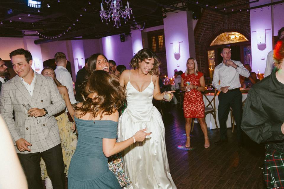 Bride laughing