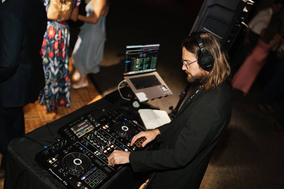 Behind the decks