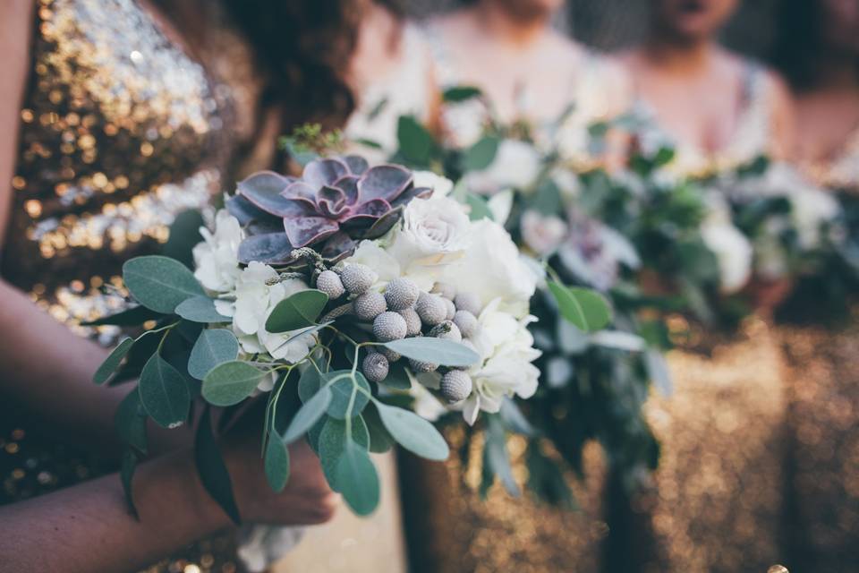 Bouquets for the bridesmaids