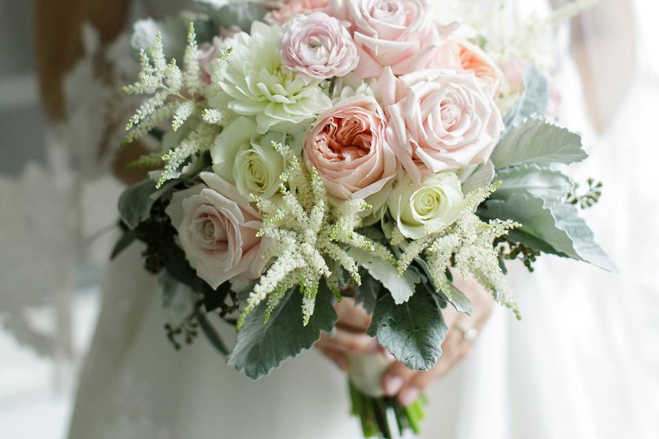 Bride and her flowers