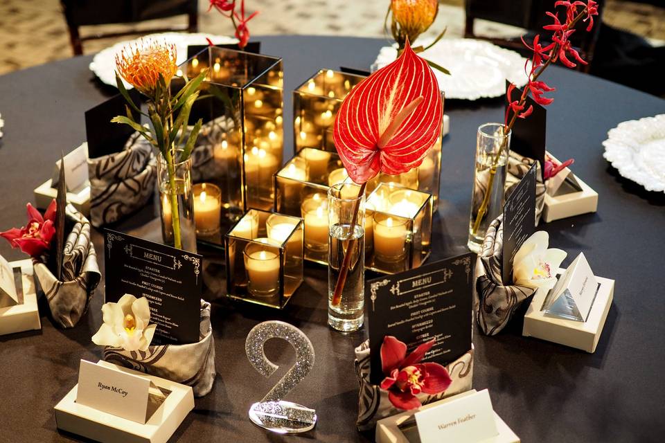 Candle lit centerpiece