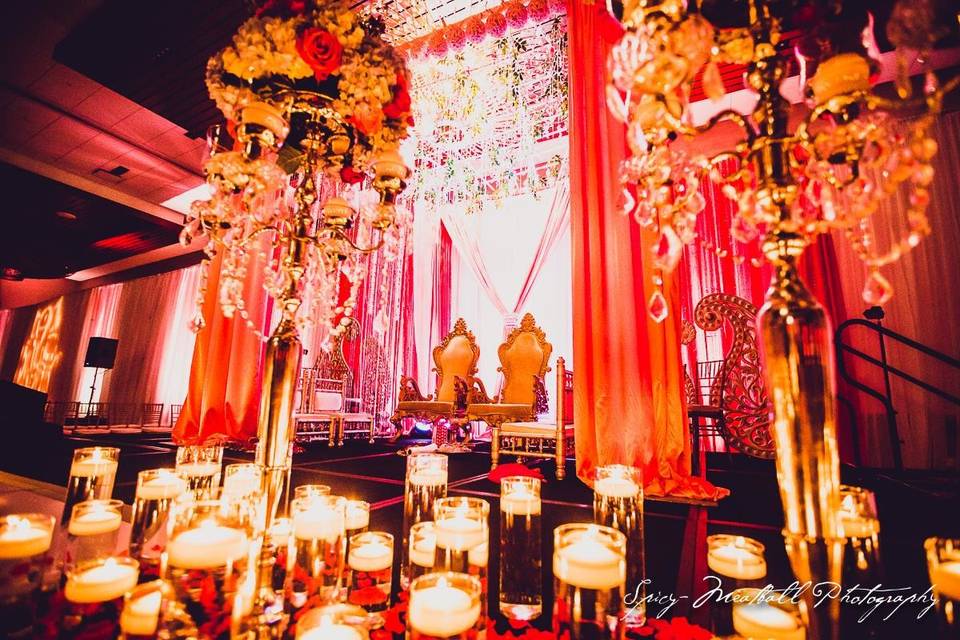 Romantic candle lit long table