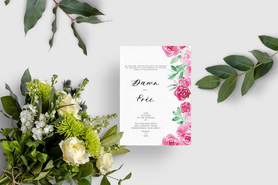 Elegant watercolor floral invitation