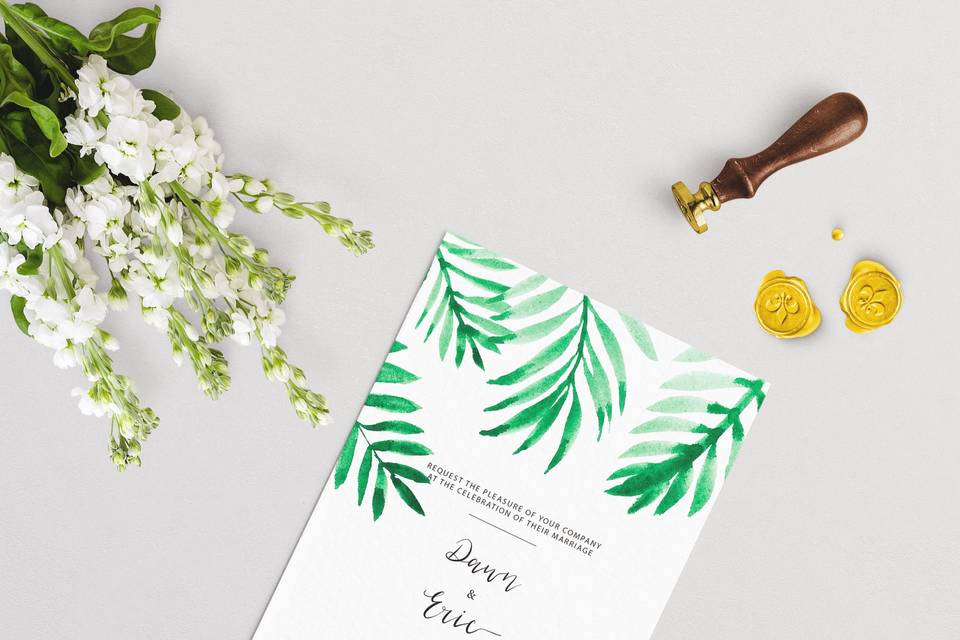 Elegant watercolor invitations Greenery