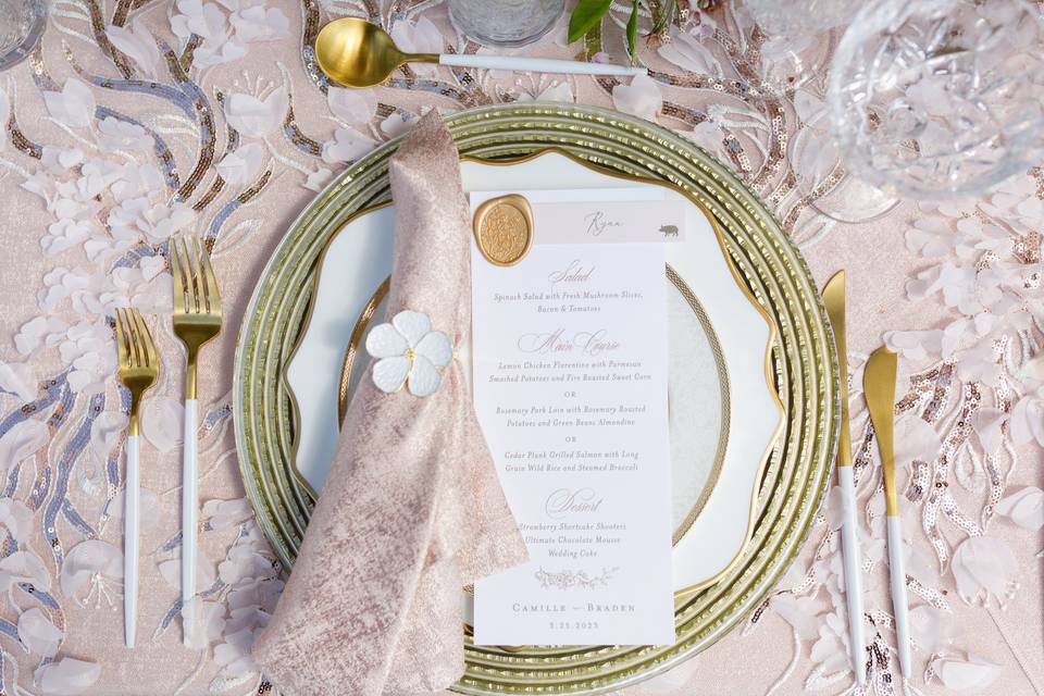 Menus with place cards
