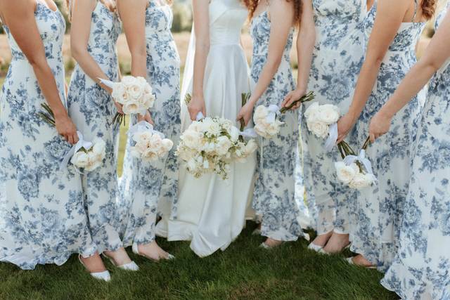 Bridesmaids in blue