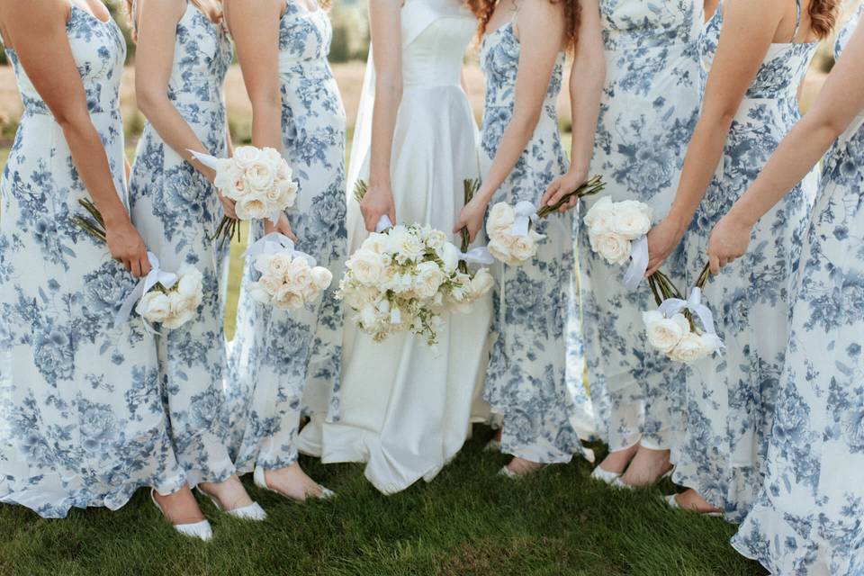 Bridesmaids in blue