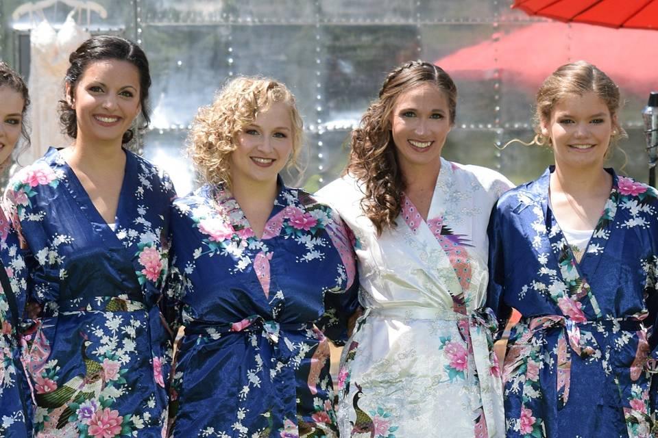 Bride and her bridesmaids