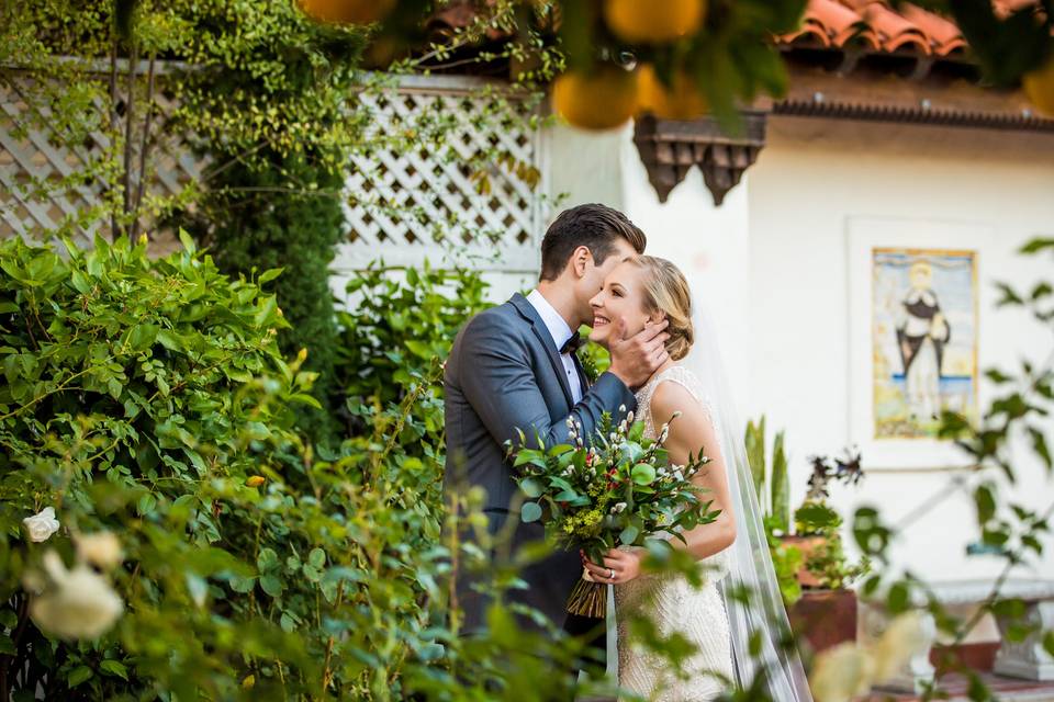 A sweet moment between newlyweds