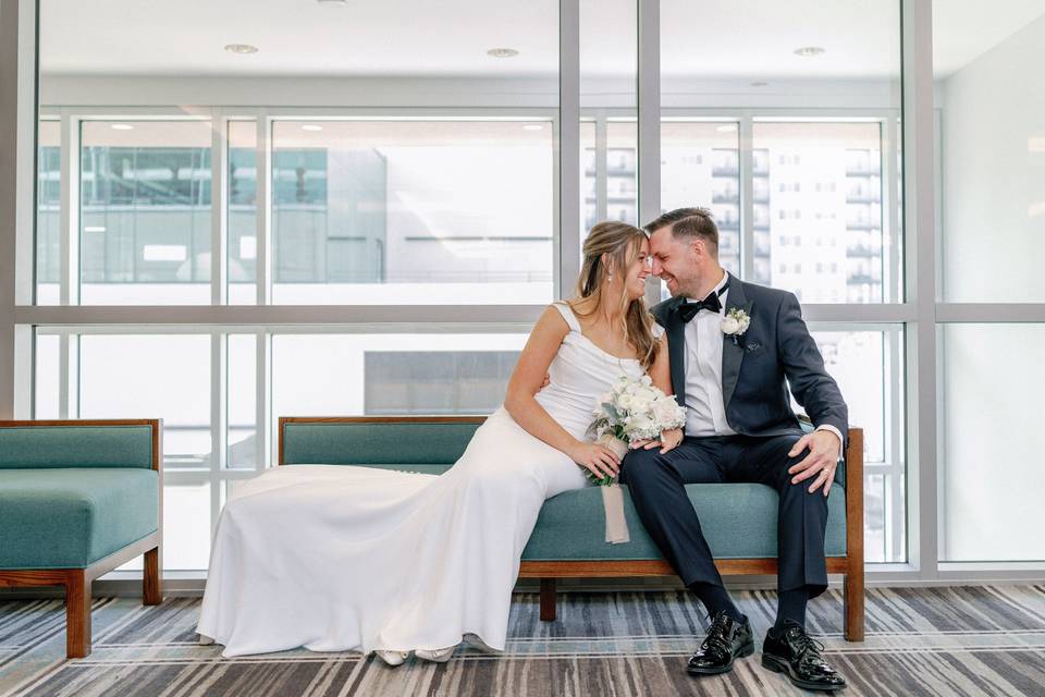 Bride and Groom at Marriott