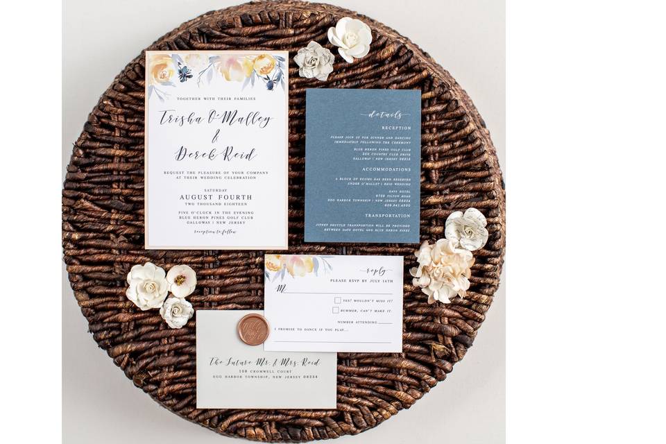 Invitation suite with wax seal