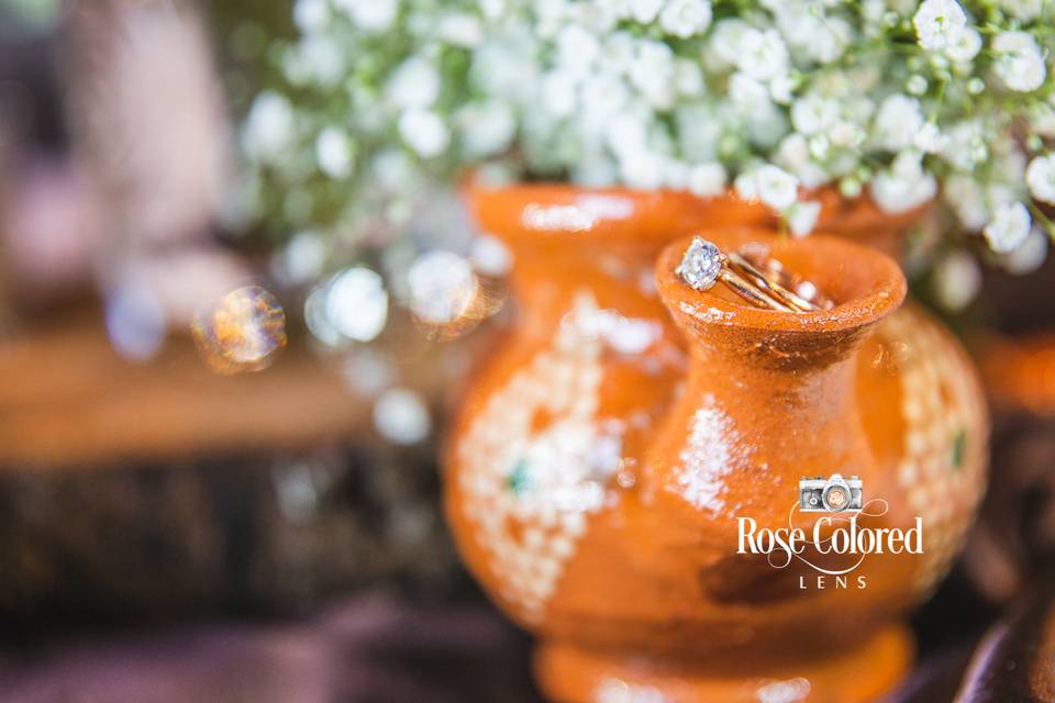 Wedding ring on mexican vase
