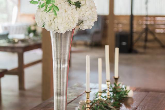 Vera and brass candlesticks