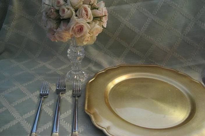 Gold plate and flowers