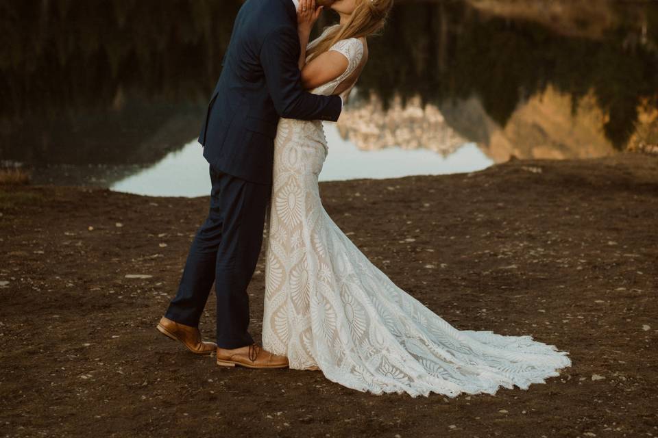 Newlyweds by the pond - Megan Young Photography