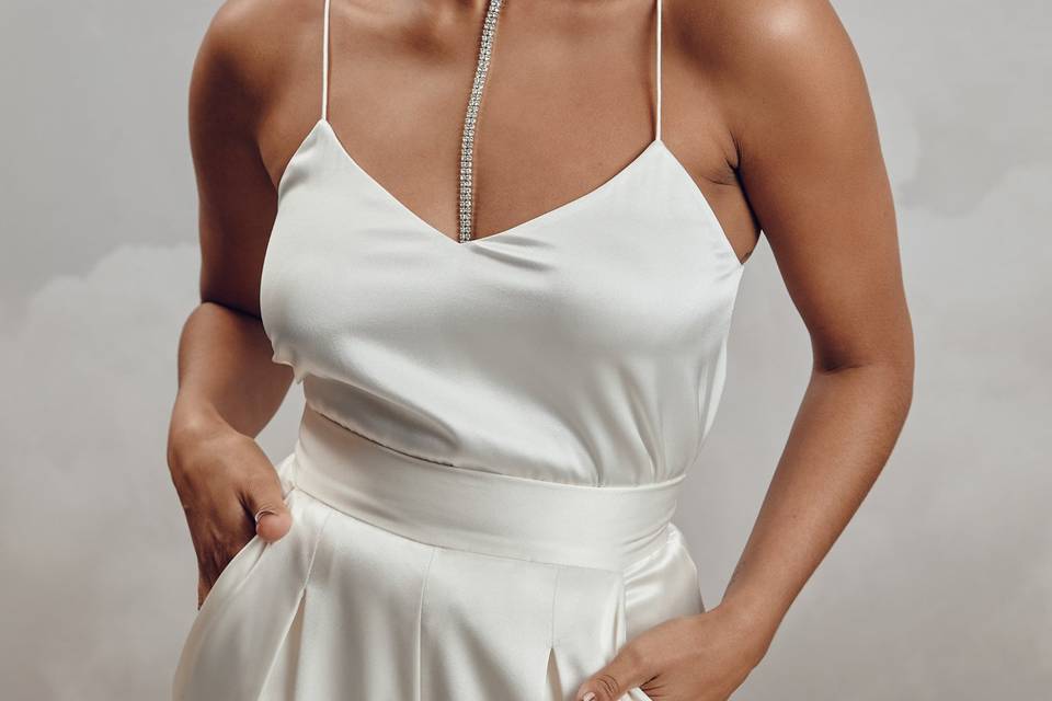 Contemporary jumpsuit for the modern bride