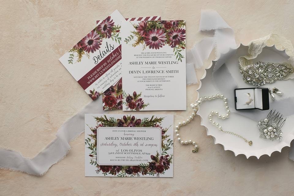 Floral invitation designs