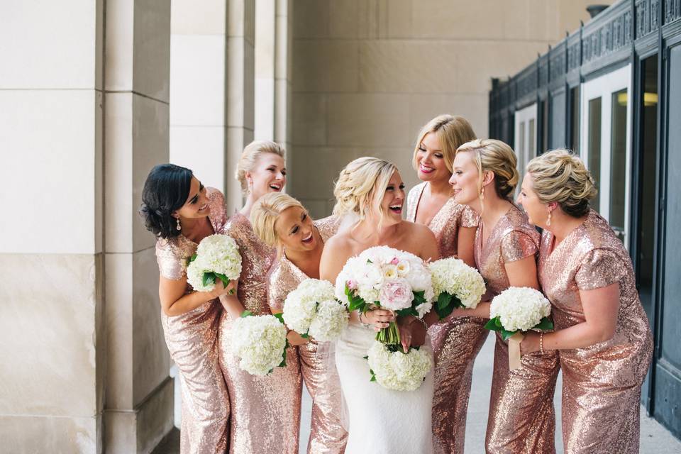 Bride and bridesmaids