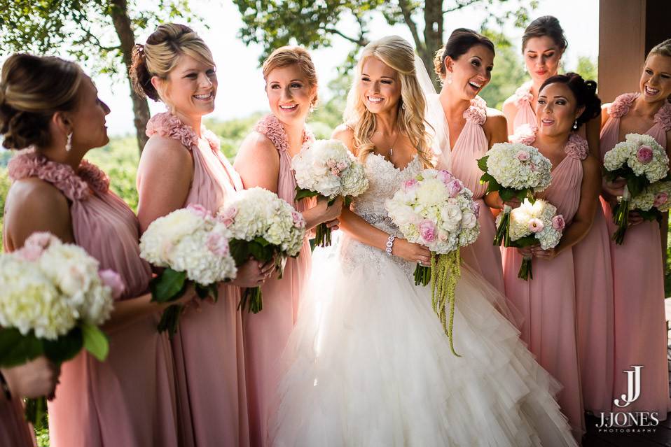 The bride with her bridesmaids