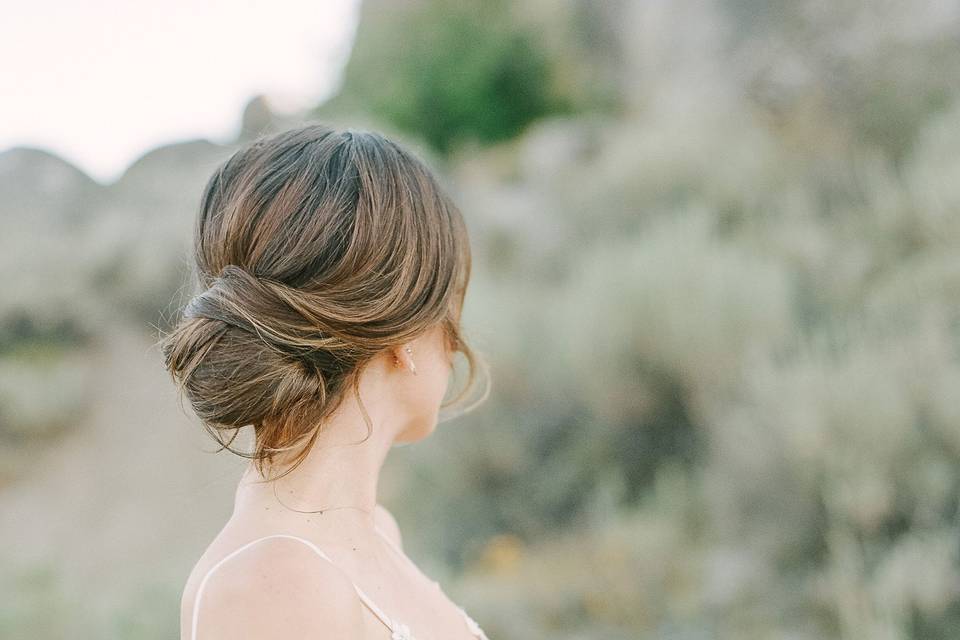 Low bun wedding updo