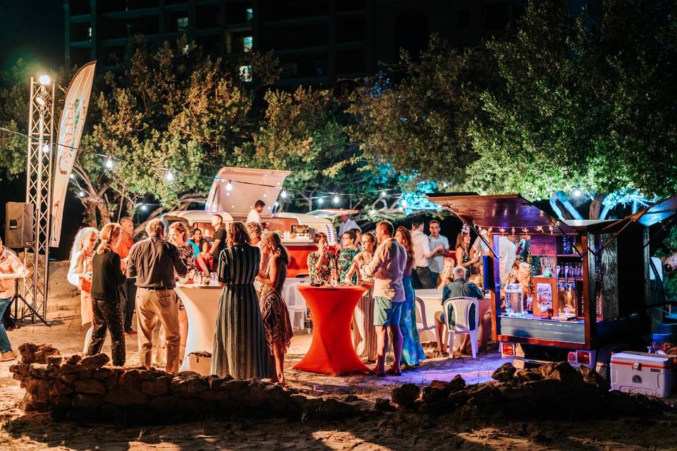 Beach party in the evening