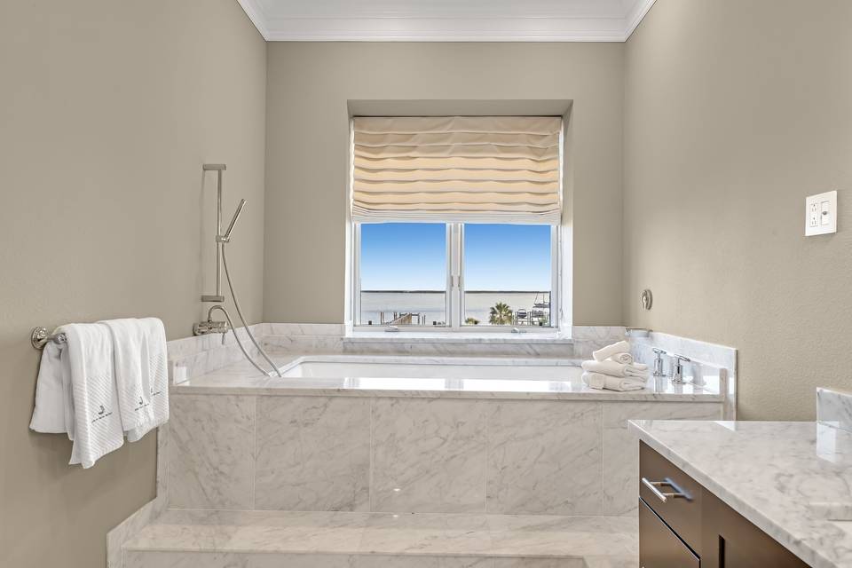 Marble tub overlooking Gulf