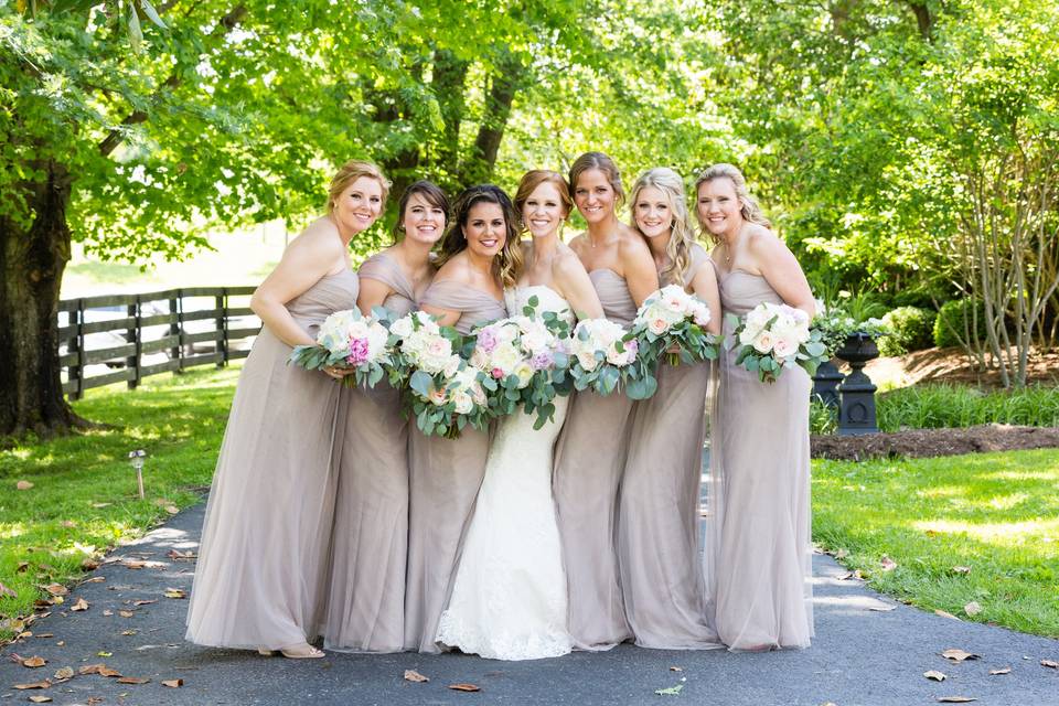 Bride and bridesmaids