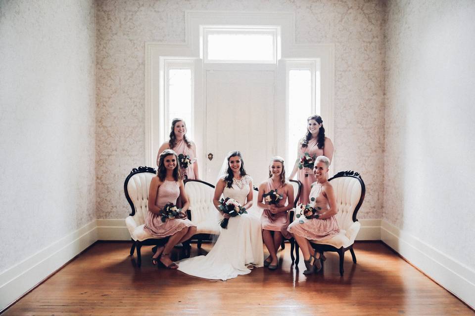 Bride and bridesmaids