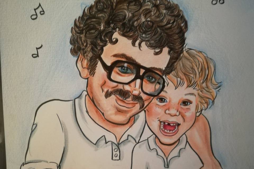 Dad and Son Caricature