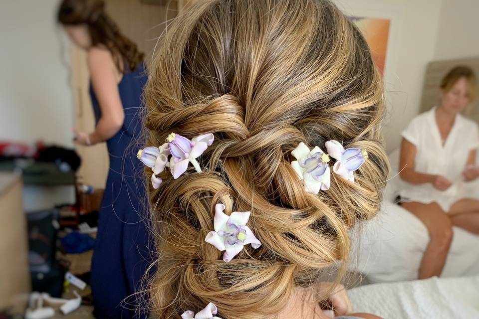 Boho updo/fishtail braid