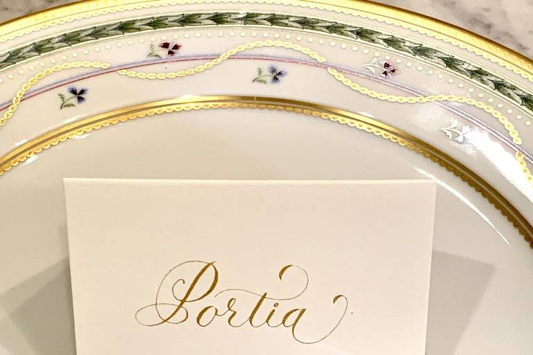 Gold ink place cards