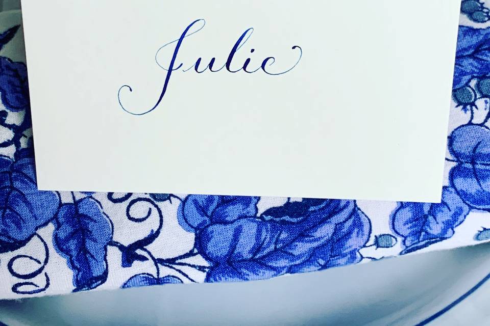 Place card in modern script