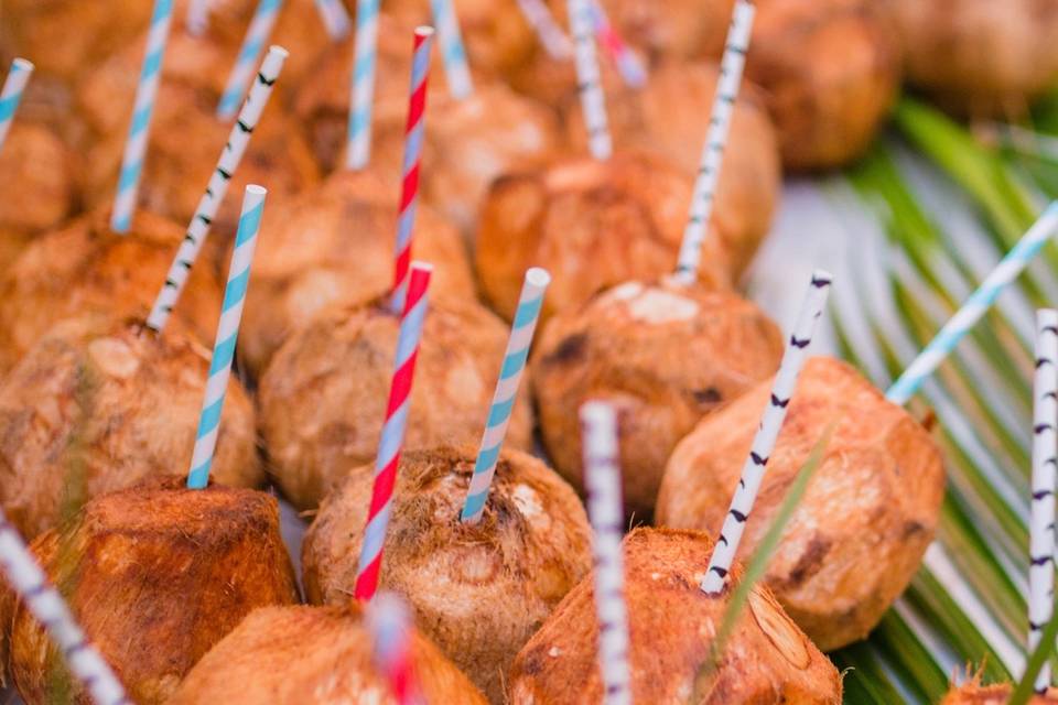 Coconuts set up for Ceremony