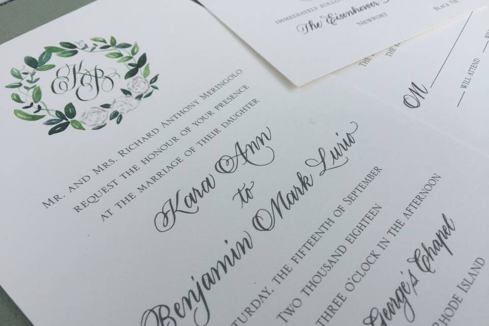 Custom monogram invite suite