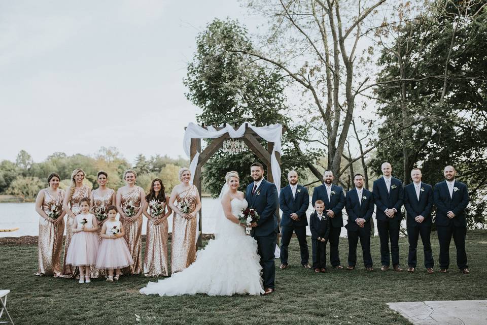 The newlyweds and the attendants