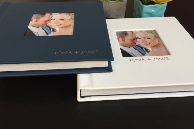 Blue and white leather covers
