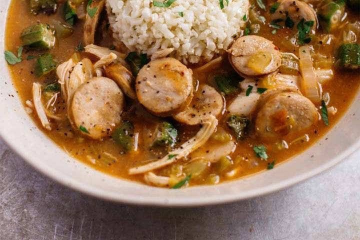 Chicken and sausage gumbo