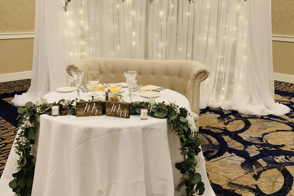 Backdrop and Sweetheart Table