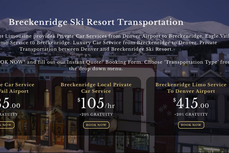 Breck Wedding Limo Rates