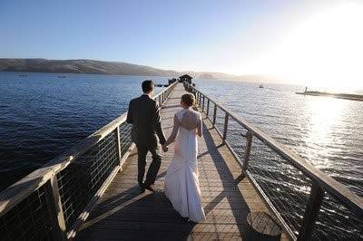 Newlyweds on the boardwalk