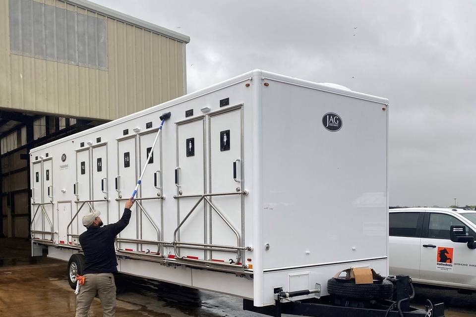 Sanitary restroom trailers