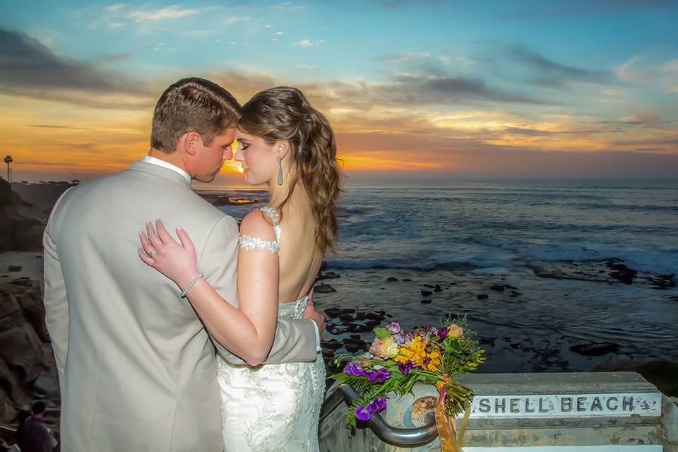 Couple shot by the beach